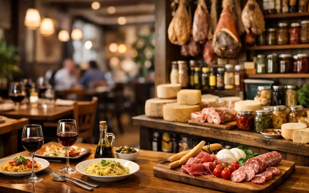 Restaurant met Italiaanse delicatessen winkel